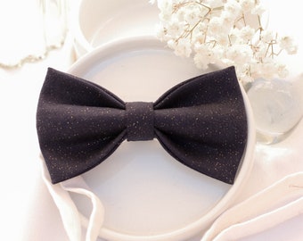 Golden sequined blue bow tie