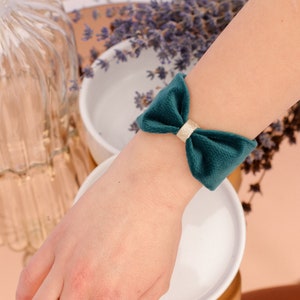 Duck blue velvet tie cuff