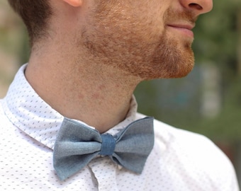 Blue chambray butterfly knot