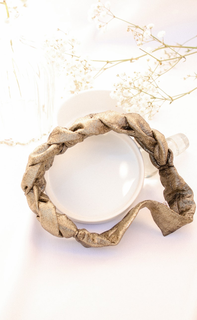 Iridescent bronze braided headband image 3