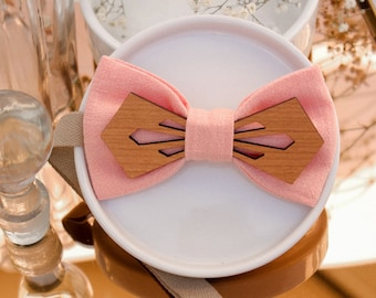 Nodaré - Atelier Martho X Gaëlle Haymé - Bow tie in pink linen peach