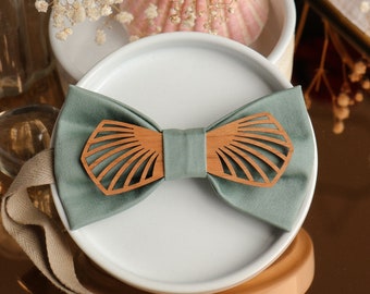 Nodaré - Atelier Martho X Gaëlle Haymé - Sage green and wood bow tie