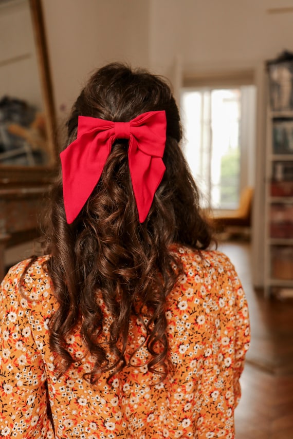 Red Grosgrain Hair Clip Barrette ❤️ Amazon.com : Women Big Bow Barrettes Girl main image 4