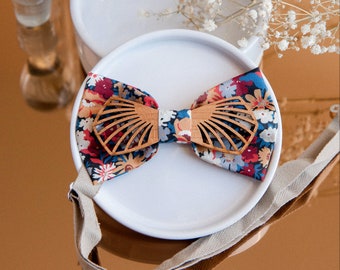 Nodaré - Atelier Martho X Gaëlle Haymé - Bow tie prints blue and orange flower and wood