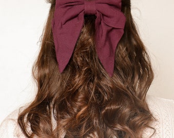 Maxi bow barrette plum color