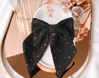 Maxi black and gold barrette bow