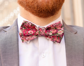 Bow tie flower pink fushia and green meadow cotton