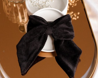 Maxi bow barrette in black velvet