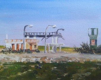 The abandoned gas station. original oil