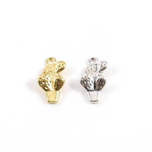 3D Potted Succulent Cactus Charm Southwestern Desert Charm Summer Vacation Nature Plant Pendant in Sterling Silver or Vermeil Gold