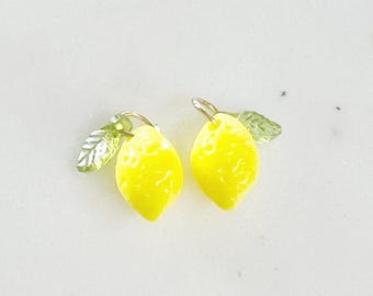 2 Pieces Yellow Acrylic Lemon Charm Juicy Fruit Charm Cute Acrylic  Charm Food Pendant