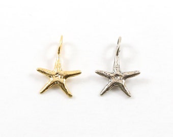 Small Starfish Charm Ocean Inspired Nautical Sea Life Pendant in Sterling Silver or Vermeil Gold