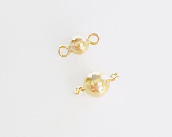 Conector de bola de 2 bucles redondo liso de 3 mm o 4 mm chapado en oro, joyería permanente