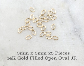 25 Stück 3 mm x 5 mm 14K Gold Filled offene Oval Biegeringe Charme Links Schmuckherstellung Versorgung Erkenntnisse