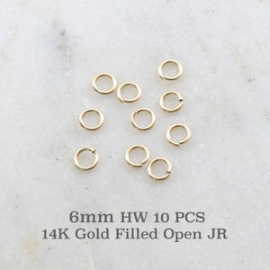 10 Pieces 6mm Heavy Weight 18 Gauge 14K Gold Filled Open Jump Rings Charm Links Jewelry Making Supplies Gold Findings