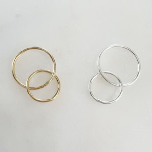 Smooth Interlocking Rings Connector Links 16mm & 12mm 14KT Gold Filled, Sterling Silver Circle Disc Charm Round Connector Permanent Jewelry