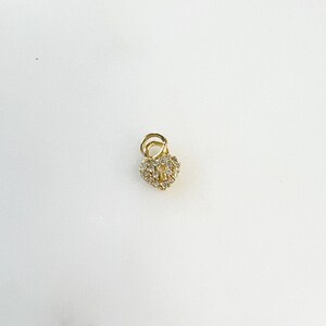 Teeny Tiny  Gold Plated CZ Heart Shaped Pad Lock Charm with Jumpring