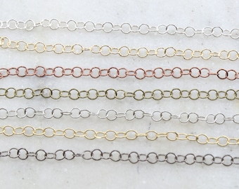 Basis Metall Leichte Zierliche Minimal Runde Verlängerungs-Gliederkette 3.5 mm in 7 Ausführungen / Kette durch den Fuß