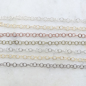Base Metal Lightweight Dainty Minimal Round Extender Link Chain 3.5mm in 7 Finishes / Chain by the Foot
