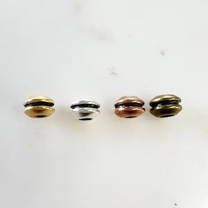 5 Pieces Large Hole Layer Detail Pewter Metal Spacer Beads in Shiny Gold, Shiny Silver, Shiny Copper, or Antique Brass Jewelry Making Supply