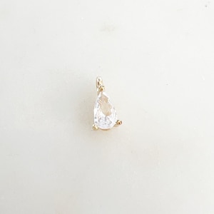Teeny Tiny Gold Plated Cubic Zirconia Tear Drop Charm Pendant Dainty Drop Pendant April Birthstone
