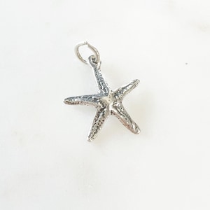 Large Textured Sterling Silver Starfish Charm Ocean Inspired Nautical Sea Life Pendant