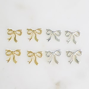 4 Pieces Delicate Lightweight Cute Mini Small Bow Ribbon Charm in 14Kt Gold Filled or Sterling Silver Bow Knot Permanent Jewelry