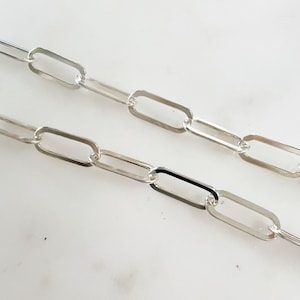 17mm x 7mm Thick Elongated Flat Drawn Rectangle Cable Box Chain Paperclip SS Permanent JewelrySold By the Foot/ Bulk Unfinished Chain