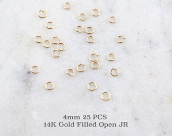 25 Pieces 4mm 22 Gauge 14K Gold Filled Open Jump Rings Charm Links Jewelry Making Supplies Gold Findings