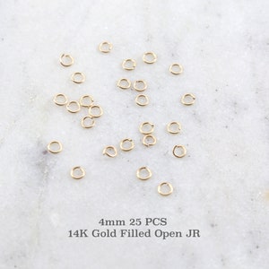 25 Pieces 4mm 22 Gauge 14K Gold Filled Open Jump Rings Charm Links Jewelry Making Supplies Gold Findings image 1