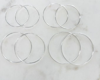 スターリングシルバー ラージエンドレスフープイヤリング 1ペア 38 mm、40 mm、45 mm、50 mm イヤリングワイヤー イヤリングフックコンポーネント
