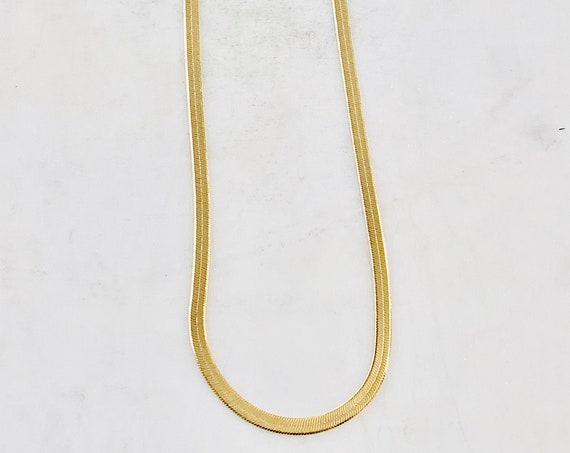 Ready To Wear Finished Herringbone Chain 16K Gold Plated 3.3mm Finished Chain 16 inch Ready Made Chain Necklace