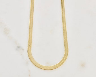 Ready To Wear Finished Herringbone Chain 18K Gold Filled 4mm Finished Chain 16 Inch, 18 Inch, or 20 Inch  Ready Made Chain Necklace