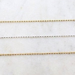 3 Ft Tiny Delicate 1.5mm Base Metal Shiny Gold, Silver, or Matte Gold Plated Ball Chain Dog Tag Chain / Chain by the Foot / Unfinished Chain