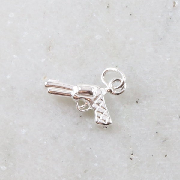 Sterling Silver Lightweight Revolver Gun Weapon Charm Police Firearm Pendant