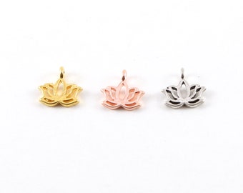 Small Silver Lotus Rose Gold Lotus Bronze Lotus Charm Lotus Charm Small Lotus Charm Silver Lotus Charm Tiny Lotus Sterling Silver