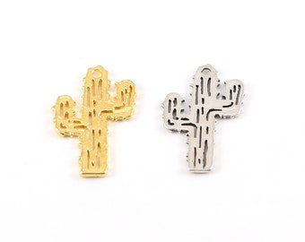 desert wild west cacti 18k rose gold over 925 sterling silver mini cactus plant pot pendant Small shiny rose goldCactus Charm vermeil
