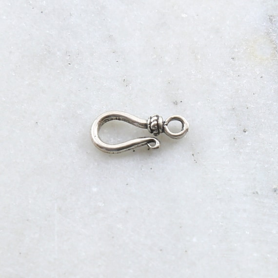 Small Sterling Silver Hook Clasp with Bali Bead Style Design Jewelry Making Supplies Chain Findings