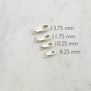 Sterling Silver .925 Rectangle Lobster Clasp Choose your Size 13.75mm x 11.75mm, 10.25mm, 8.25mm Jewelry Making Supplies Chain Findings image 4