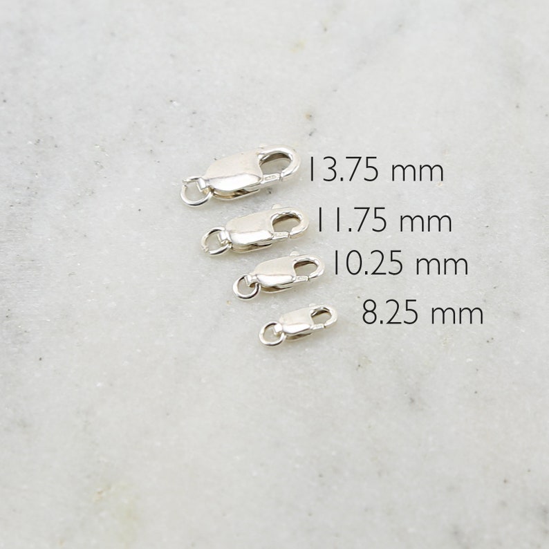 Sterling Silver .925 Rectangle Lobster Clasp Choose your Size 13.75mm x 11.75mm, 10.25mm, 8.25mm Jewelry Making Supplies Chain Findings image 4