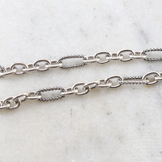 Solid Thick Sterling Silver Textured Hammered Oval Link Chain / Sold by the Foot / Bulk Unfinished Chain