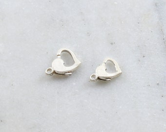 Sterling Silver .925  Heart Trigger Clasp Choose your Size 12mm x 8mm or 13mm x 10mm Jewelry Making Supplies Chain Findings Sturdy