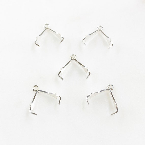 Sterling Silver Pinch Bails 5 Piece Jewelry Making Supplies