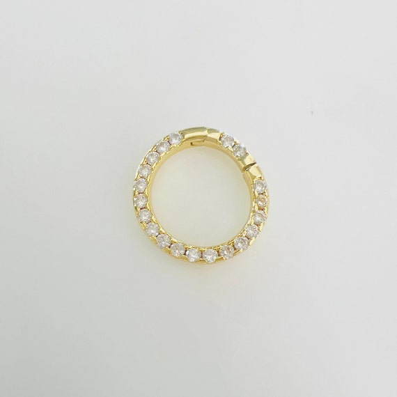 Circle Shaped CZ Covered Clicker Clasp Gold Plated Unique Clasp
