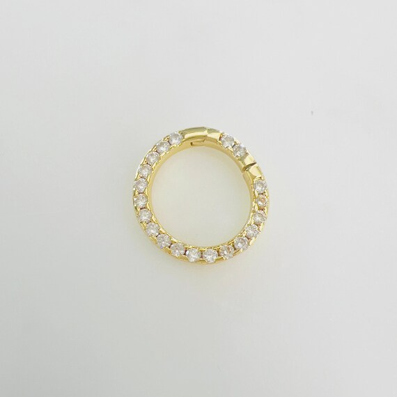 Circle Shaped CZ Covered Clicker Clasp Gold Plated Unique Clasp