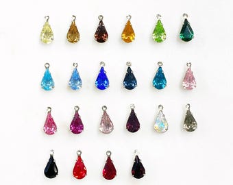 5 piece swarovski  crystal tear drop rhinestone crystal choose your color base metal jewelry making beads