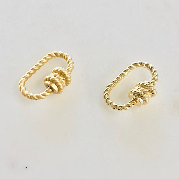 Rope Style Carabiner Screw Clasp Necklace Connector Jewelry Supply Matte or Shiny Gold Plated