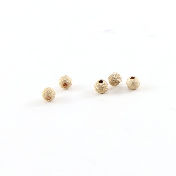 5 Pieces 3mm Stardust Bead Shiny Sparkle Seamless Round Round 14K Gold Filled Spacer Beads