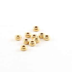 10 Pieces 3mm Smooth Pony Rondelle Seamless 14K Gold Filled Spacer Beads