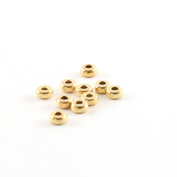 10 Pieces 3mm Smooth Pony Rondelle Seamless 14K Gold Filled Spacer Beads